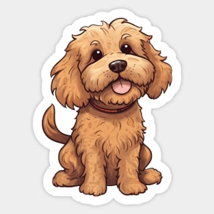 Cute Cartoon Apricot Cockapoo Puppy Dog Sticker